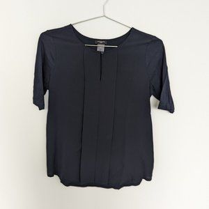Ann Taylor Keyhole Button Top – Navy, Women's XS